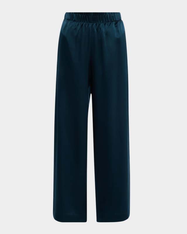 Wide-Leg Silk Pants